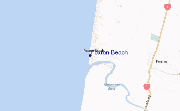 locatiekaart van Foxton Beach