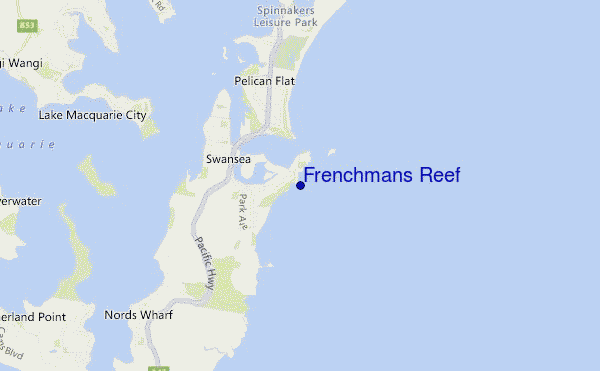 locatiekaart van Frenchmans Reef