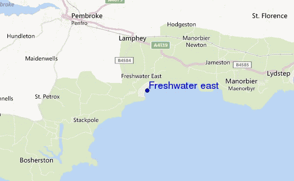 locatiekaart van Freshwater east