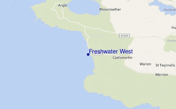 locatiekaart van Freshwater West