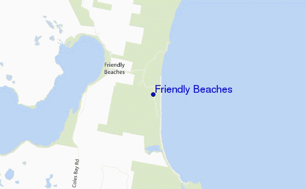locatiekaart van Friendly Beaches