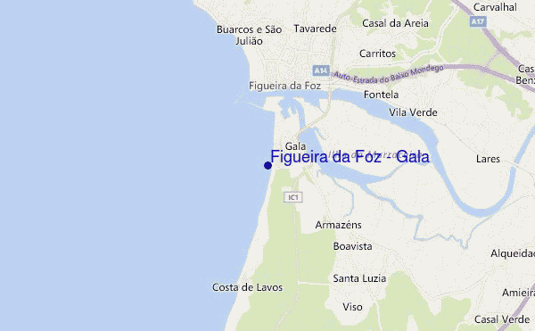 locatiekaart van Figueira da Foz - Gala