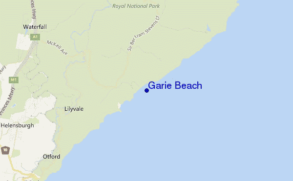 locatiekaart van Garie Beach