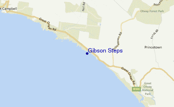 locatiekaart van Gibson Steps