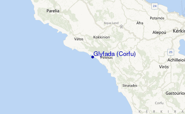 locatiekaart van Glyfada (Corfu)