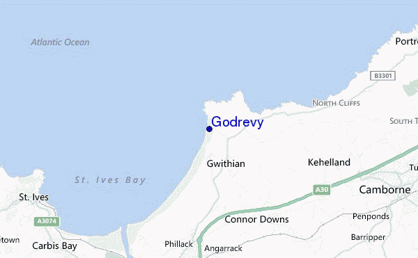 locatiekaart van Godrevy