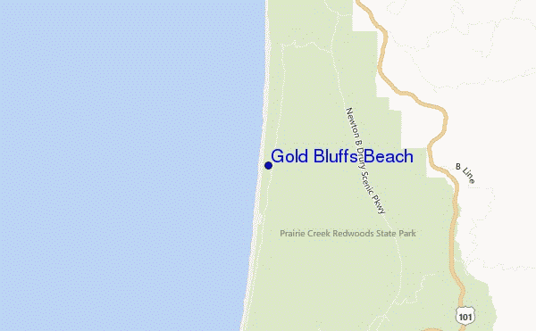 locatiekaart van Gold Bluffs Beach