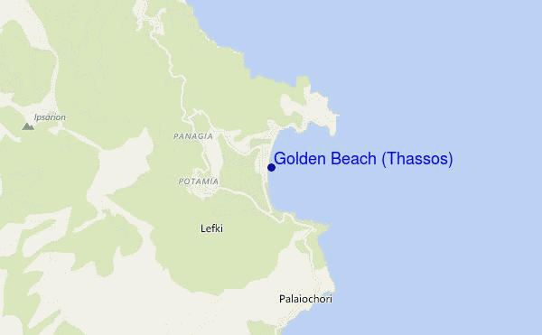 locatiekaart van Golden Beach (Thassos)