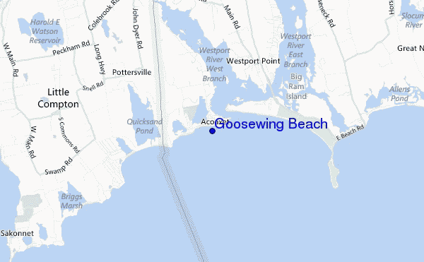 locatiekaart van Goosewing Beach