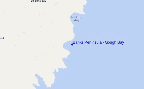 locatiekaart van Banks Peninsula - Gough Bay