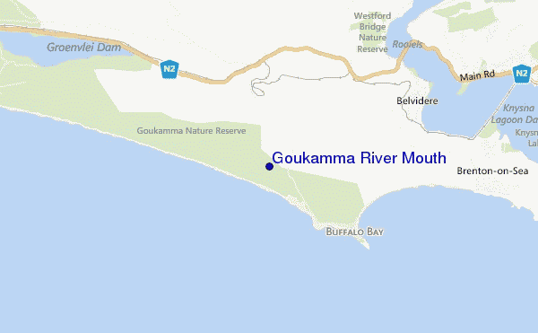 locatiekaart van Goukamma River Mouth