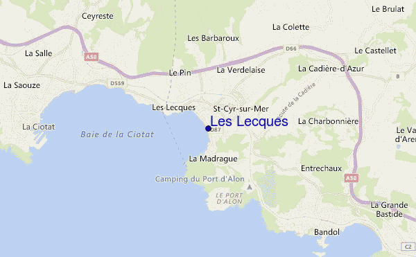 locatiekaart van Les Lecques