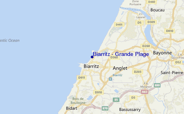 locatiekaart van Biarritz - Grande Plage