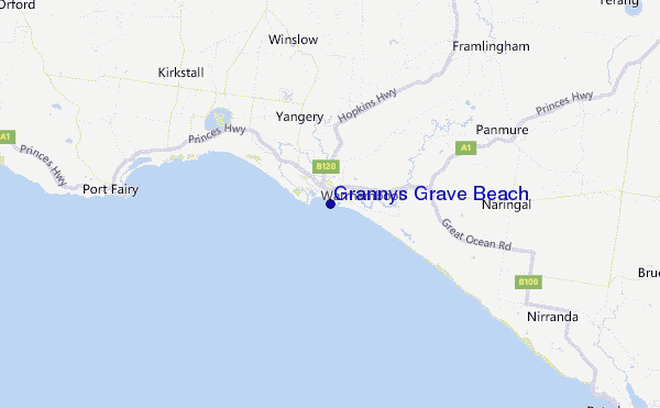 Grannys Grave Beach Location Map
