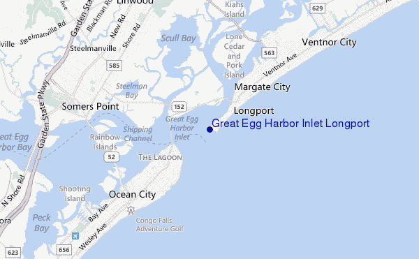 locatiekaart van Great Egg Harbor Inlet Longport