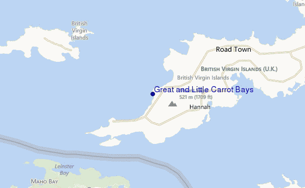 locatiekaart van Great and Little Carrot Bays