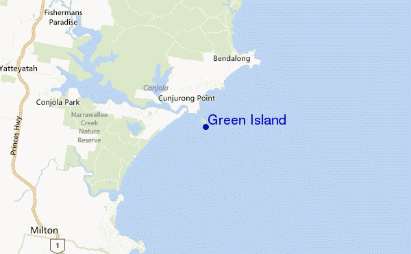 locatiekaart van Green Island