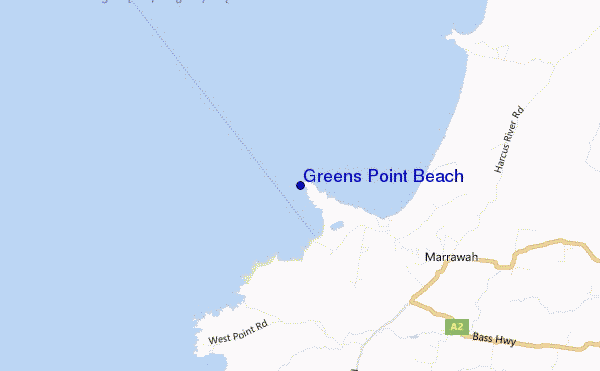 locatiekaart van Greens Point Beach