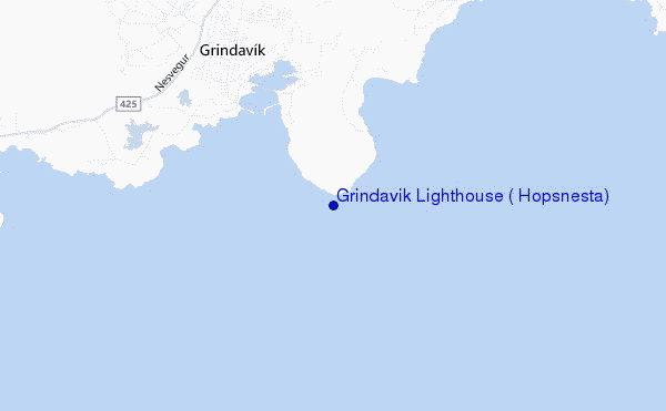 locatiekaart van Grindavik Lighthouse ( Hopsnesta)