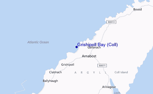 locatiekaart van Grishipoll Bay (Coll)