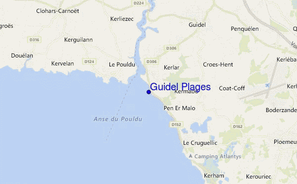 locatiekaart van Guidel Plages