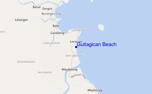 locatiekaart van Guitagican Beach