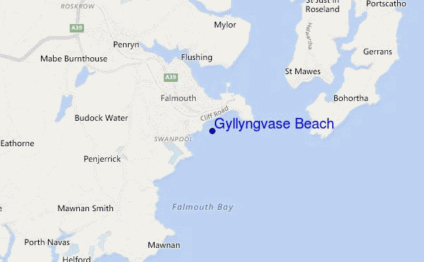 locatiekaart van Gyllyngvase Beach