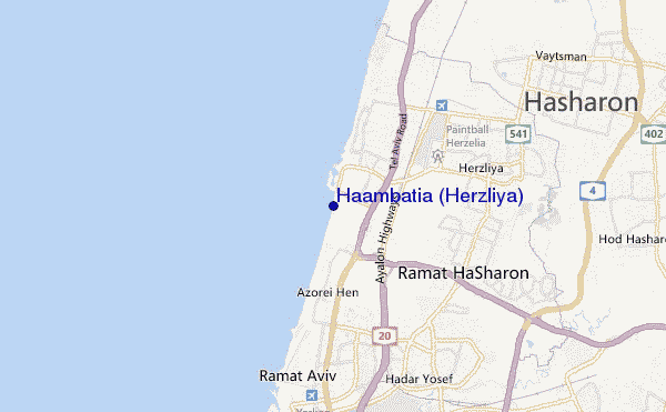 locatiekaart van Haambatia (Herzliya)