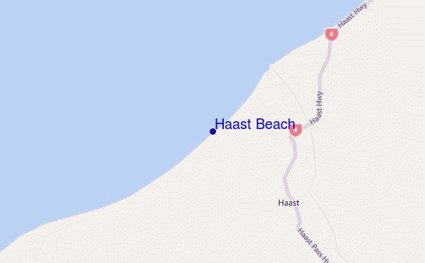 locatiekaart van Haast Beach