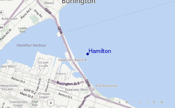 locatiekaart van Hamilton