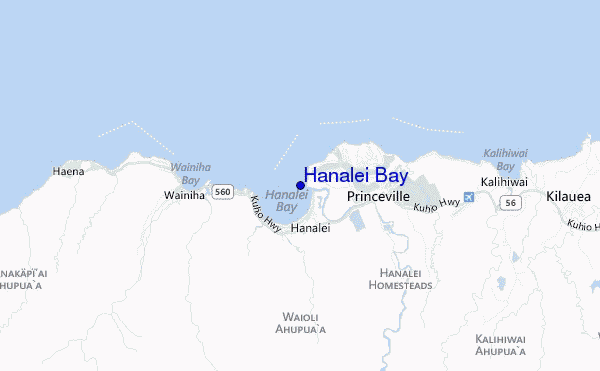 locatiekaart van Hanalei Bay