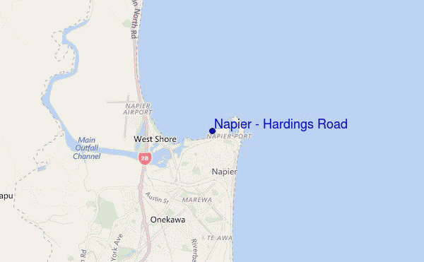 locatiekaart van Napier - Hardings Road