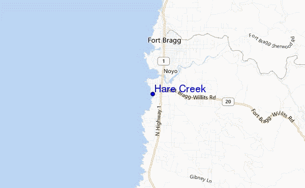 locatiekaart van Hare Creek