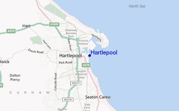 locatiekaart van Hartlepool