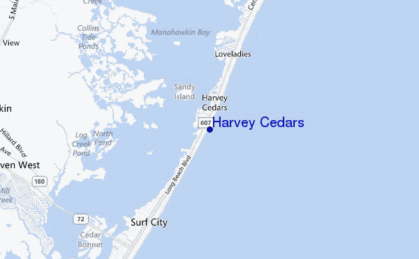 locatiekaart van Harvey Cedars