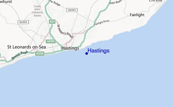 locatiekaart van Hastings
