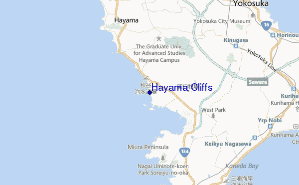 locatiekaart van Hayama Cliffs