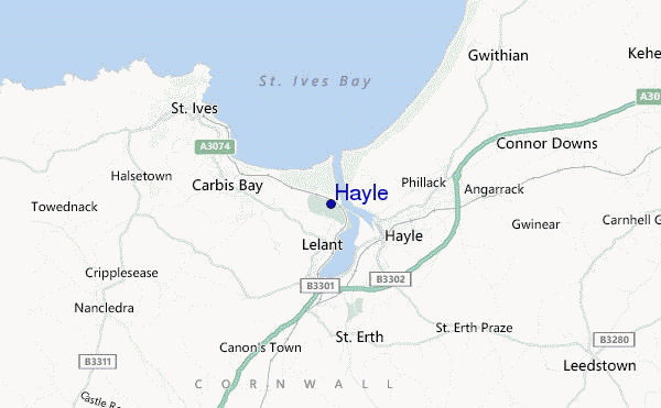 locatiekaart van Hayle