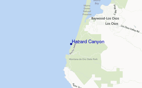 locatiekaart van Hazard Canyon