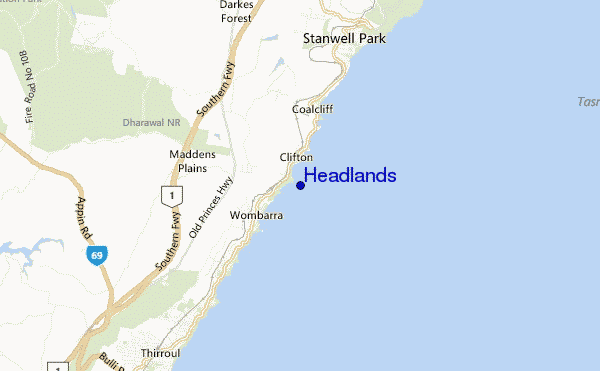 locatiekaart van Headlands