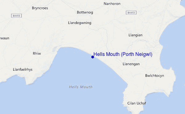 locatiekaart van Hells Mouth (Porth Neigwl)