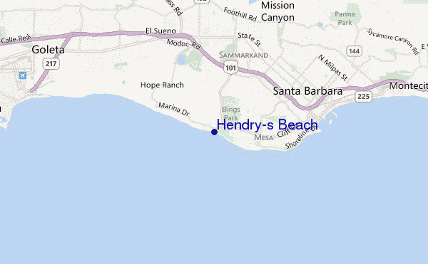 locatiekaart van Hendry's Beach