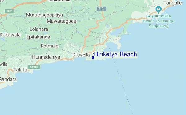 locatiekaart van Hiriketya Beach