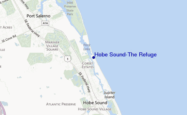 locatiekaart van Hobe Sound/The Refuge