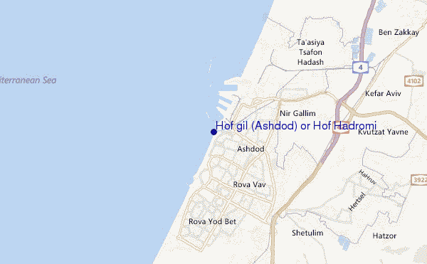 locatiekaart van Hof gil (Ashdod) or Hof Hadromi