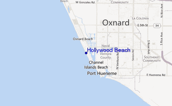 locatiekaart van Hollywood Beach