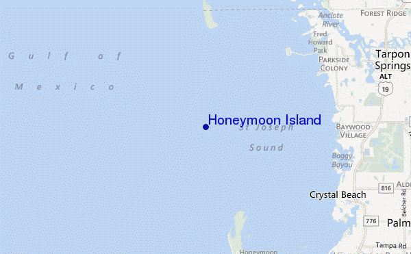 locatiekaart van Honeymoon Island