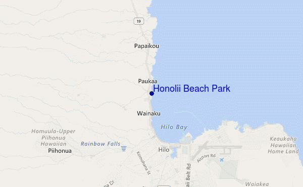 locatiekaart van Honolii Beach Park