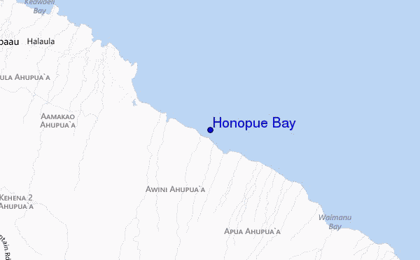 locatiekaart van Honopue Bay