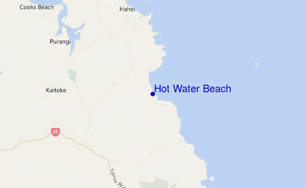 locatiekaart van Hot Water Beach
